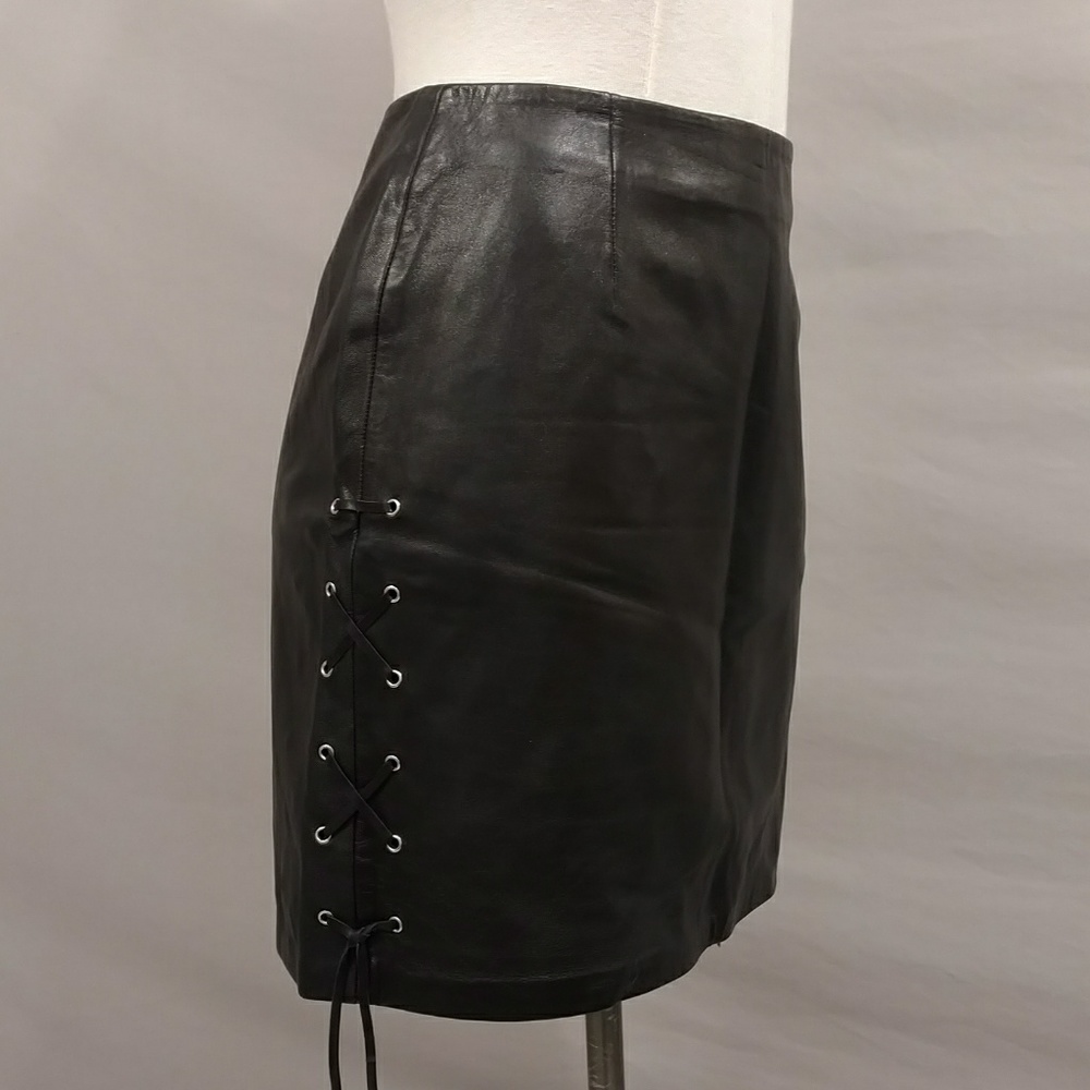 Black Leather Short Mini Skirt w Laces fit 4/6 mk2